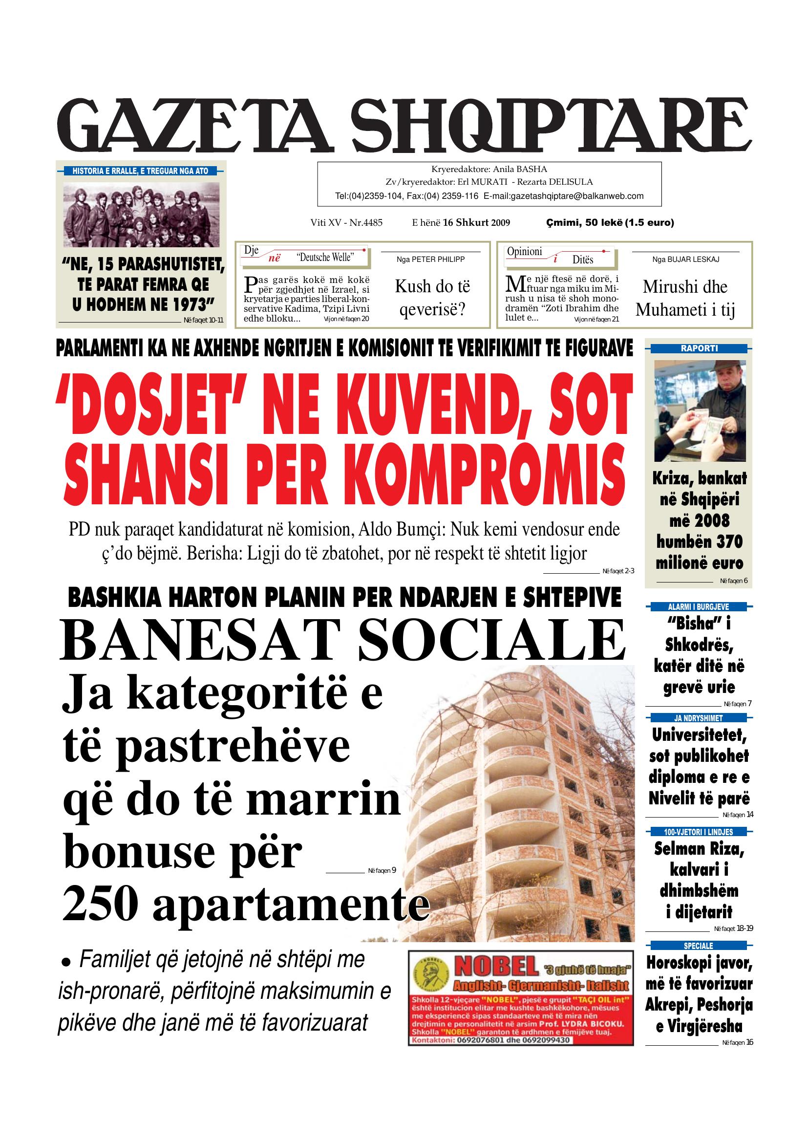 Gazeta Shqiptare 2009-02-16